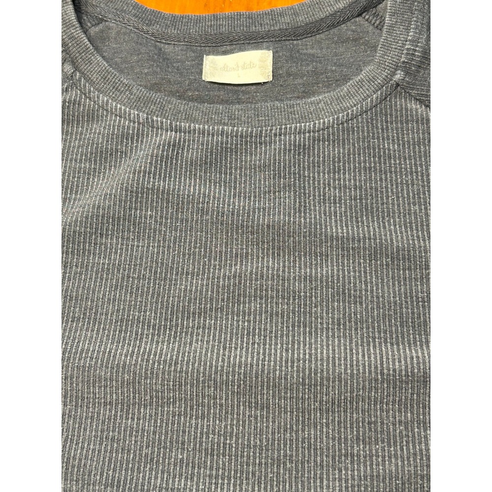 Altard State Ribbed Sweatshirt Large Grey Raglan Crew Neck Pullover - Picture 8 of 10
